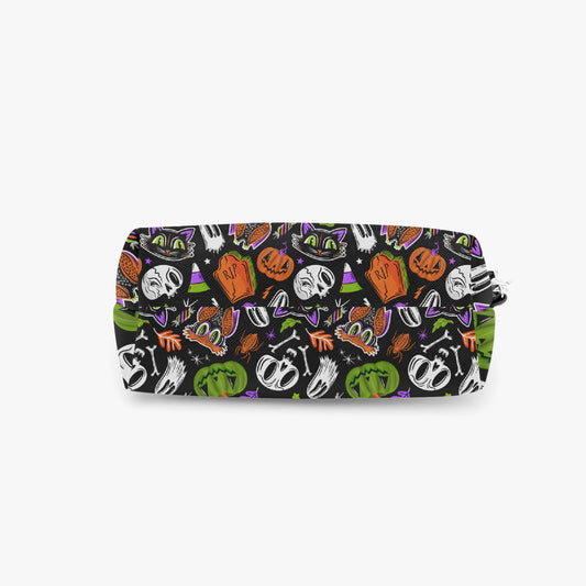 Everything Halloween 24 Orange Green Purple Faux Leather Makeup Accessory Bag