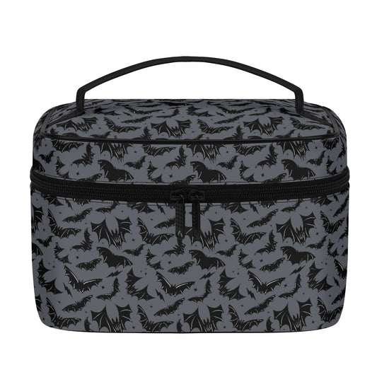 Batty Bats 2023 Gothic Gray Faux Leather Cosmetic Makeup Bag