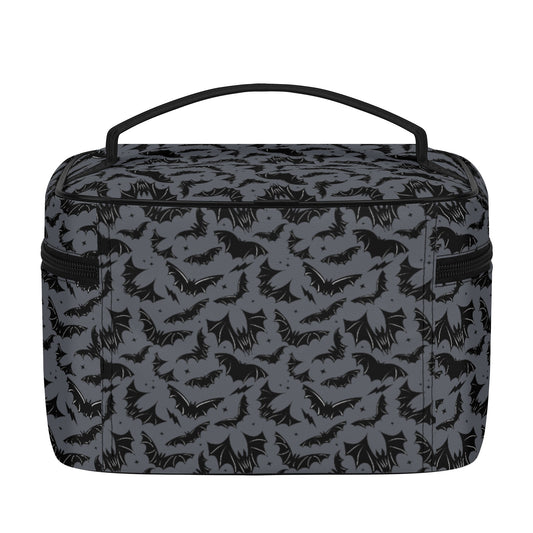 Batty Bats 2023 Gothic Gray Faux Leather Cosmetic Makeup Bag