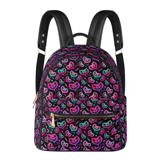 Hellion Hearts Pink, Orchid, Mint Faux Leather Backpack