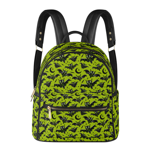 Oh Bats Chartreuse Faux Leather Mini Backpack Purse