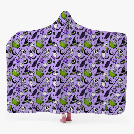 Magick Curio Lavender Background Purple Orchid Green Hooded Blanket