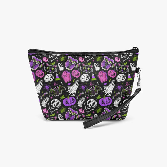 Everything Halloween 24 Pink Purple Green Faux Leather Makeup Accessory Bag