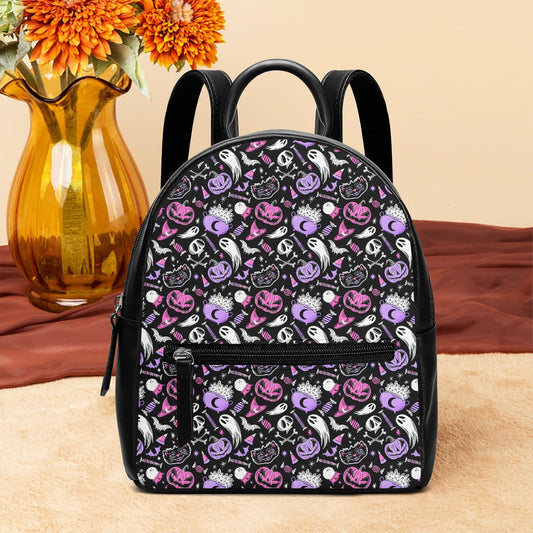 Trick or Treat 2023 Pink Purple Faux Leather Mini Backpack