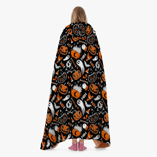 Trick or Treat 2023 Orange Hooded Blanket