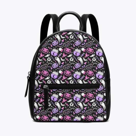 Trick or Treat 2023 Pink Purple Faux Leather Mini Backpack