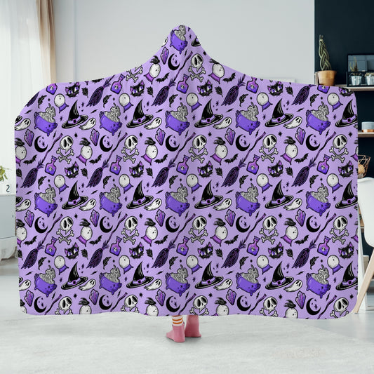 Magick Curio Lavender Background Purple Orchid Hooded Blanket