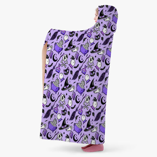 Magick Curio Lavender Background Purple Orchid Hooded Blanket