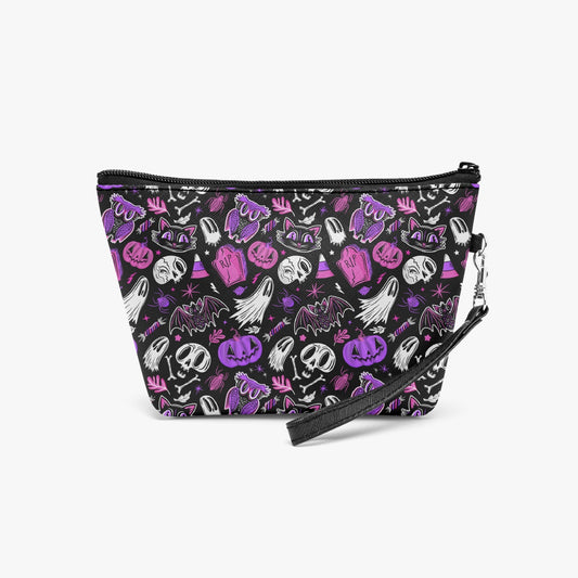 Everything Halloween 24 Pink Purple Faux Leather Makeup Accessory Bag