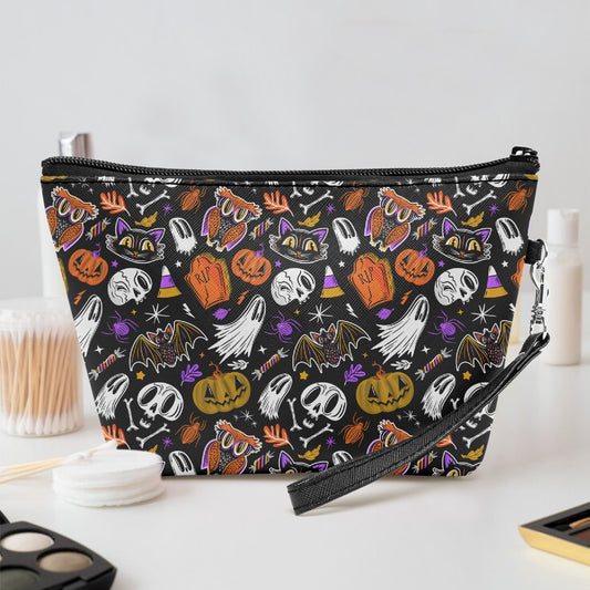 Everything Halloween 24 Orange Gold Purple Faux Leather Makeup Accessory Bag