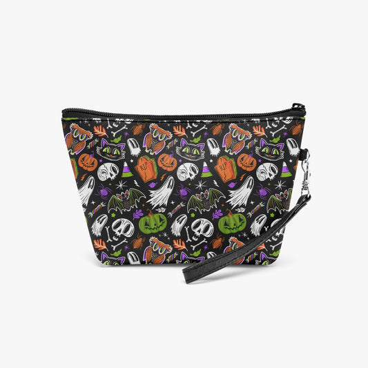 Everything Halloween 24 Orange Green Purple Faux Leather Makeup Accessory Bag