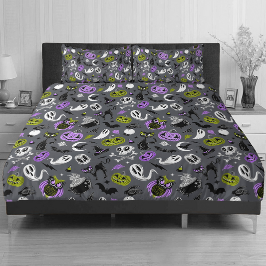 October Hollow 2023 Gray, Orchid, Chartreuse Duvet Cover Bedding Set