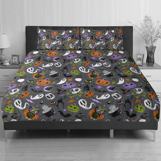 October Hollow 2023 Gray, Orange, Chartreuse, Orchid Duvet Cover Bedding Set