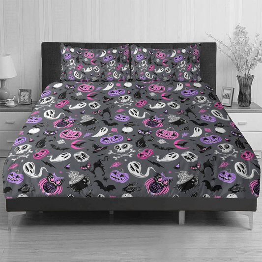 October Hollow 2023 Gray, Pink, Purple Duvet Cover Bedding Set
