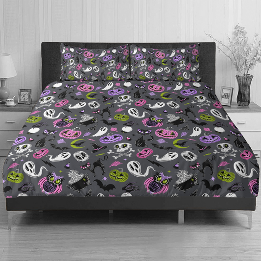 October Hollow 2023 Gray, Orchid, Pink, Chartreuse Duvet Cover Bedding Set