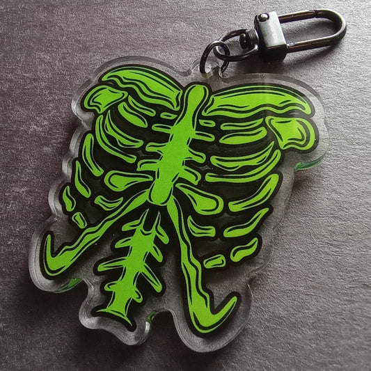 Ribcage Green Spooky Halloween Acrylic Keychain/Bag Charm