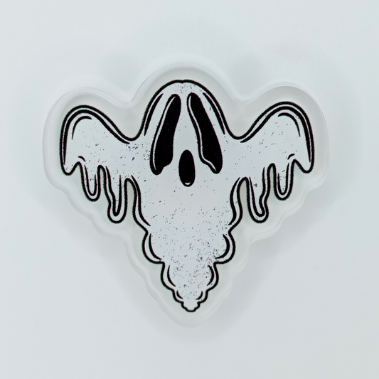 Goo Ghost White Black Halloween Acrylic Pin