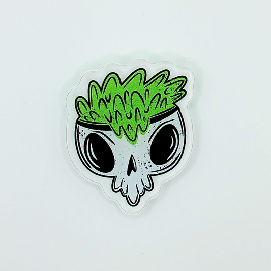 Skull Cauldron Green Spooky Halloween Acrylic Pin