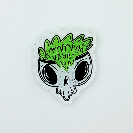 Skull Cauldron Green Spooky Halloween Acrylic Pin