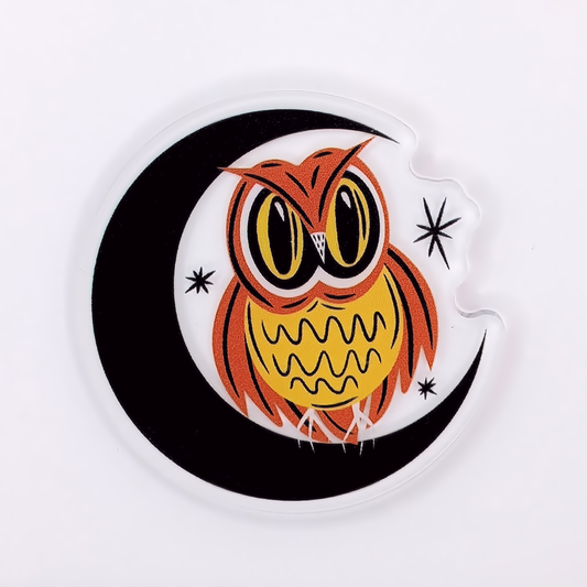Moon and Owl Spooky Halloween Acrylic Pin
