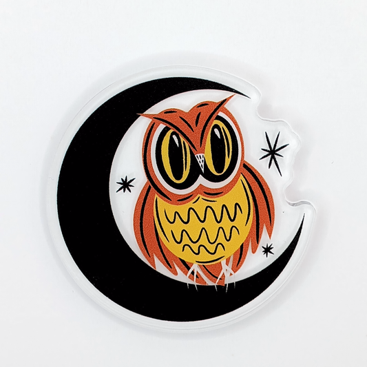Moon and Owl Spooky Halloween Acrylic Pin