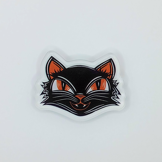 Black Cat Spooky Halloween Acrylic Pin