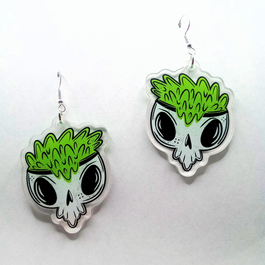 Cauldron Skull Green Spooky Cute Halloween Acrylic Earrings