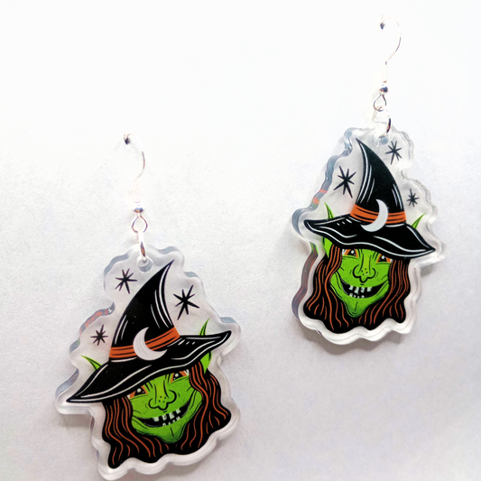 Goblin Witch Spooky Halloween Acrylic Earrings