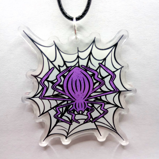 Lair of the Spider Spooky Cute Halloween Acrylic Necklace