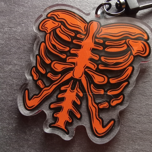 Ribcage Orange Spooky Halloween Acrylic Keychain/Bag Charm