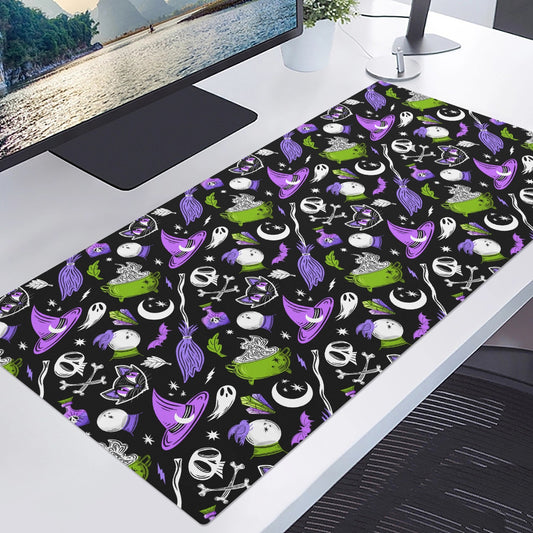 Magick Curio Black Back Purple Orchid Green Gaming Mouse Pad/Desk Mat