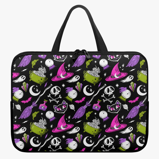 Magick Curio Black Back Orchid Pink Chartreuse Laptop Sleeve