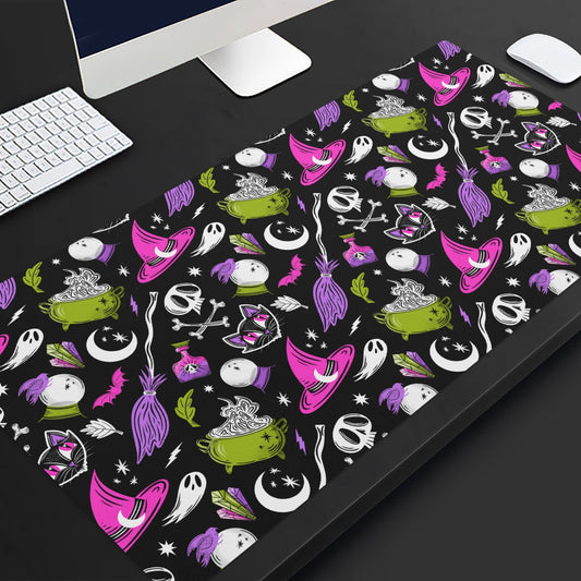 Magick Curio Black Back Orchid Pink Chartreuse Gaming Mouse Pad/Desk Mat