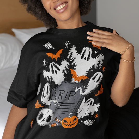 Graveyard Ghouls Two Spooky Halloween Short Sleeve T-Shirt