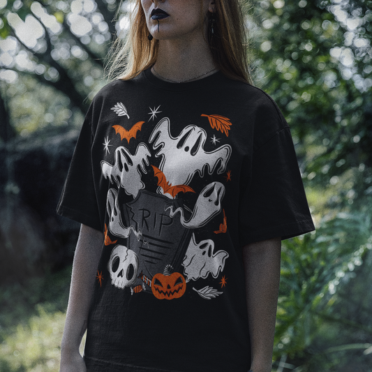 Graveyard Ghouls Two Spooky Halloween Short Sleeve T-Shirt