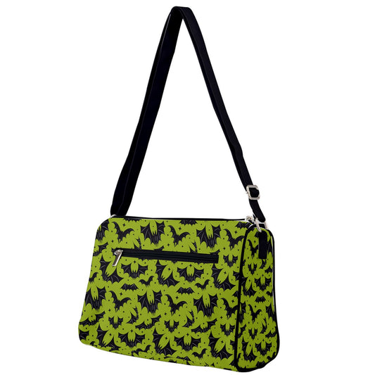 Batty Bats Chartreuse with Black Double Compartment Purse