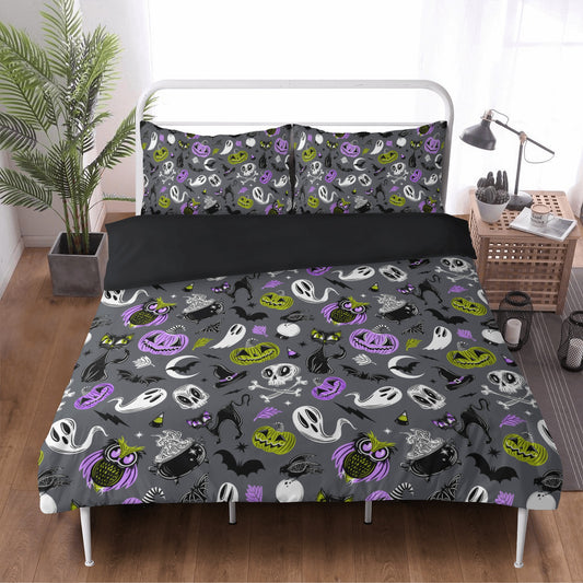 October Hollow 2023 Gray, Orchid, Chartreuse Duvet Cover Bedding Set