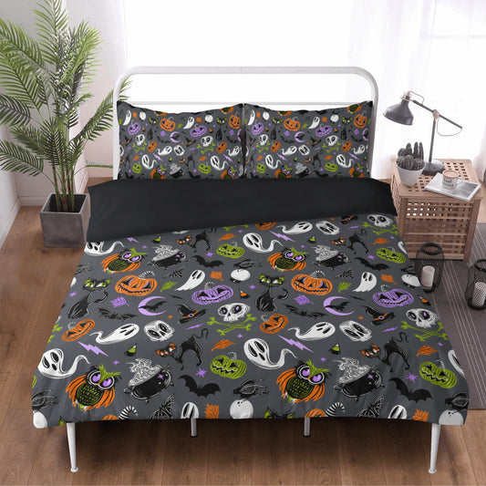 October Hollow 2023 Gray, Orange, Chartreuse, Orchid Duvet Cover Bedding Set