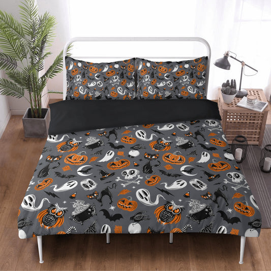 October Hollow 2023 Gray, Orange Duvet Cover Bedding Set