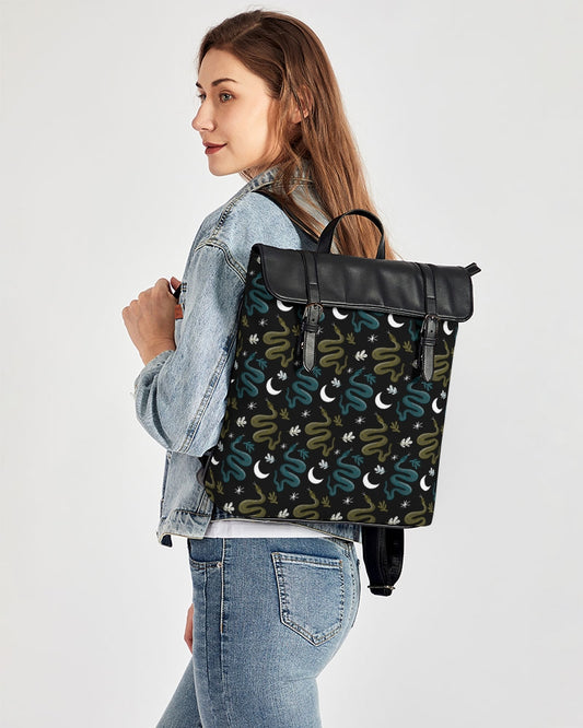Serpent Moon Teal Moss Casual Flap Backpack