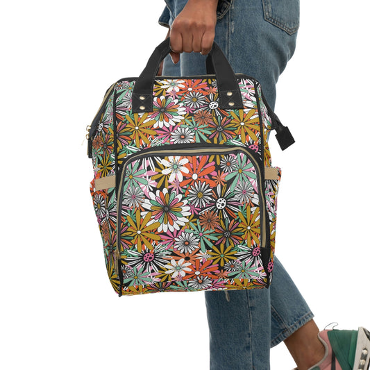 Groovy Flowers 60's Hippie Diaper Backpack Bag