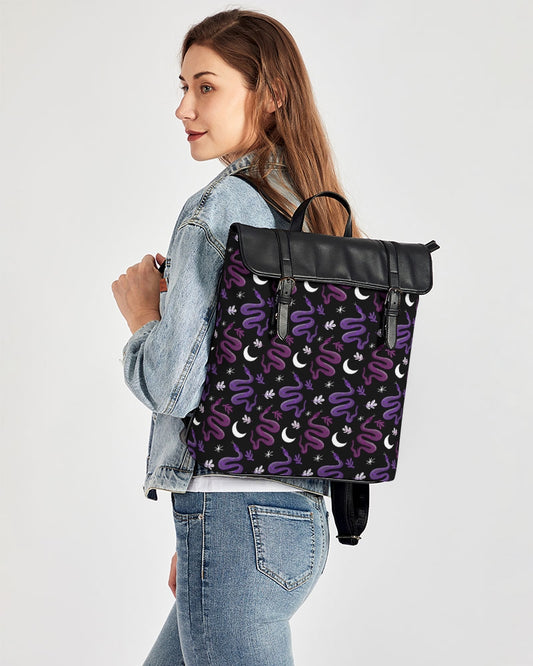 Serpant Moon Berry Orchid Casual Flap Backpack