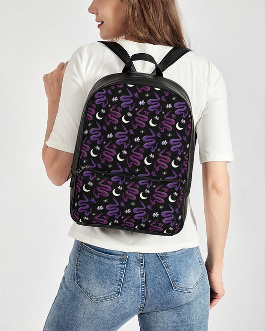 Serpant Moon Berry Orchid Faux Leather Backpack