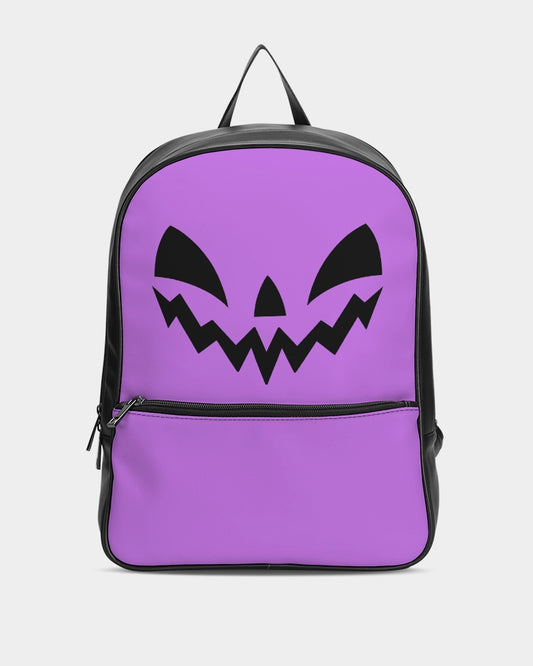 Happy Jack-O-Lantern Face Orchid Purple Black Classic Faux Leather Backpack