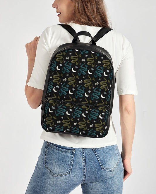 Serpent Moon Teal Moss Faux Leather Backpack