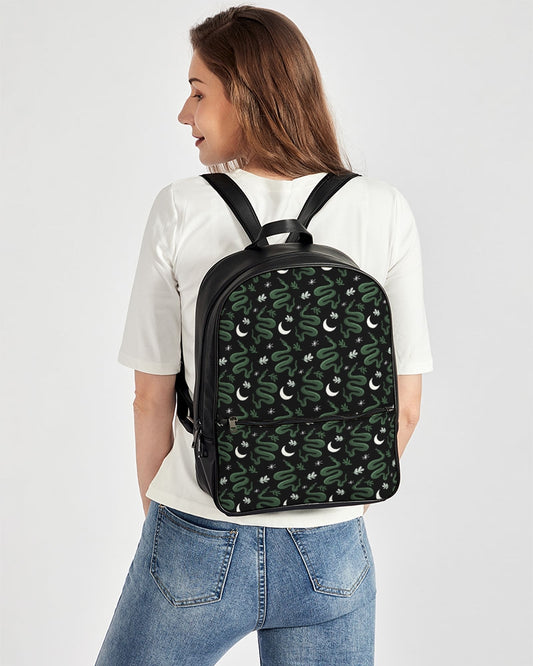 Seprent Moon Sage Green Faux Leather Backpack