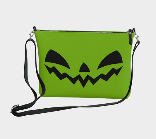 Jack Face Chartreuse Faux Leather Crossbody Purse