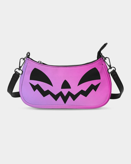 Happy Jack-O-Lantern Face Pink Purple Gradient Petite Canvas Pouch