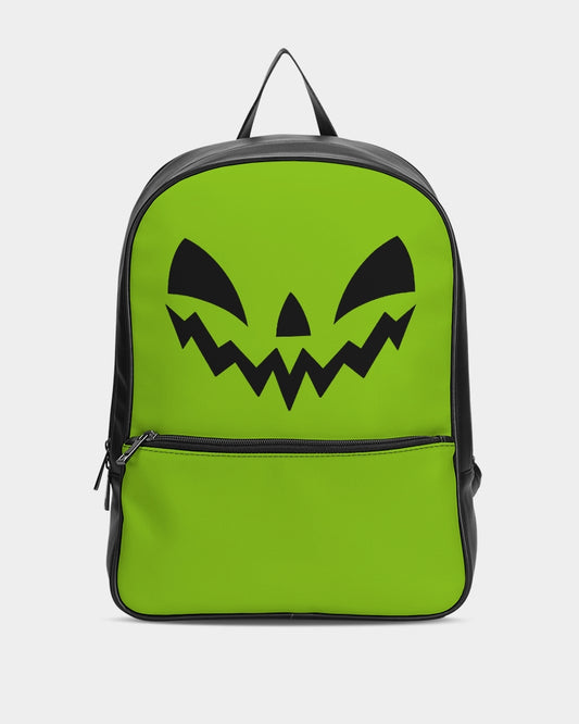 Happy Jack-O-Lantern Face Chartreuse Black Classic Faux Leather Backpack