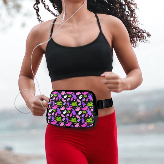 Ghosties Black, White, Pink, Purple, Green Crossbody Waist Fanny Pack Bag